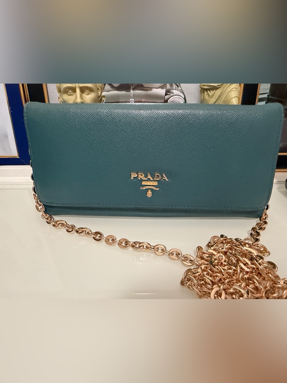 Authentic Prada Saffiano Leather wallet with free chain & COA ❤️ - Picture 14 of 15
